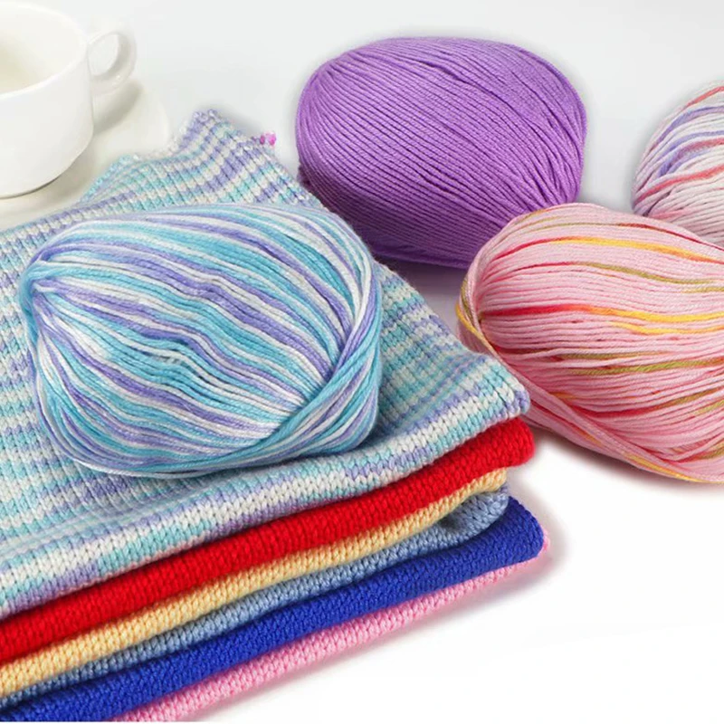 

50g/Ball Colorful Cotton Yarn for Knitting Soft Hand-Knitted Crochet Thread DIY Sweater Scarf Hats