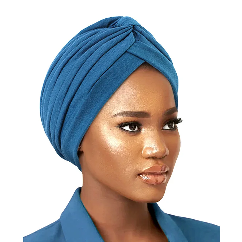 

New Women Muslim Turban Cap Wrap Head Scarf Knotted Headbands bonnet Girls Stretchy Bandanas Chemo Indian Cap islamic hijab