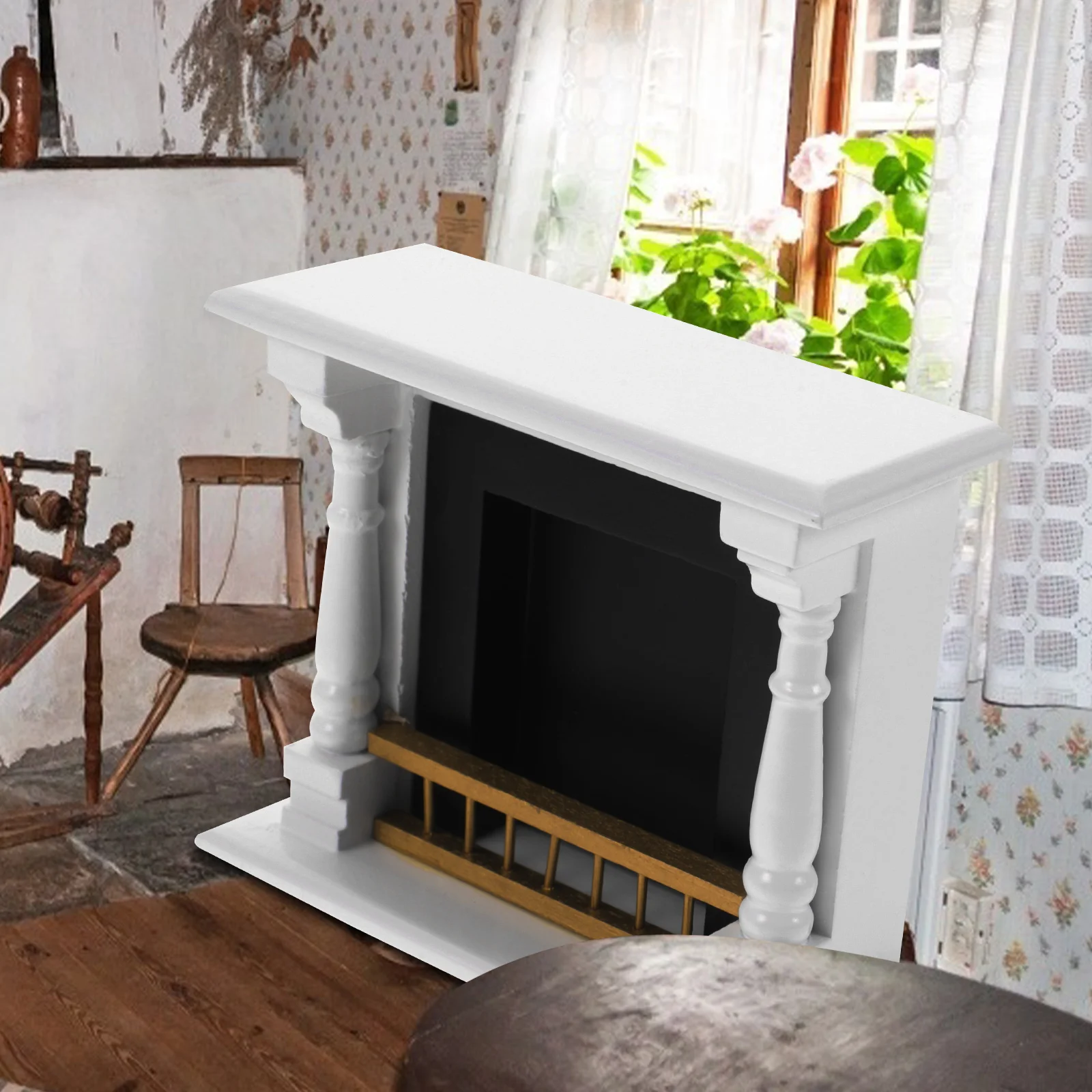 Dollhouse Fireplace Decor Mini Model Baby Furniture Wood Miniature for 1 6 Scale