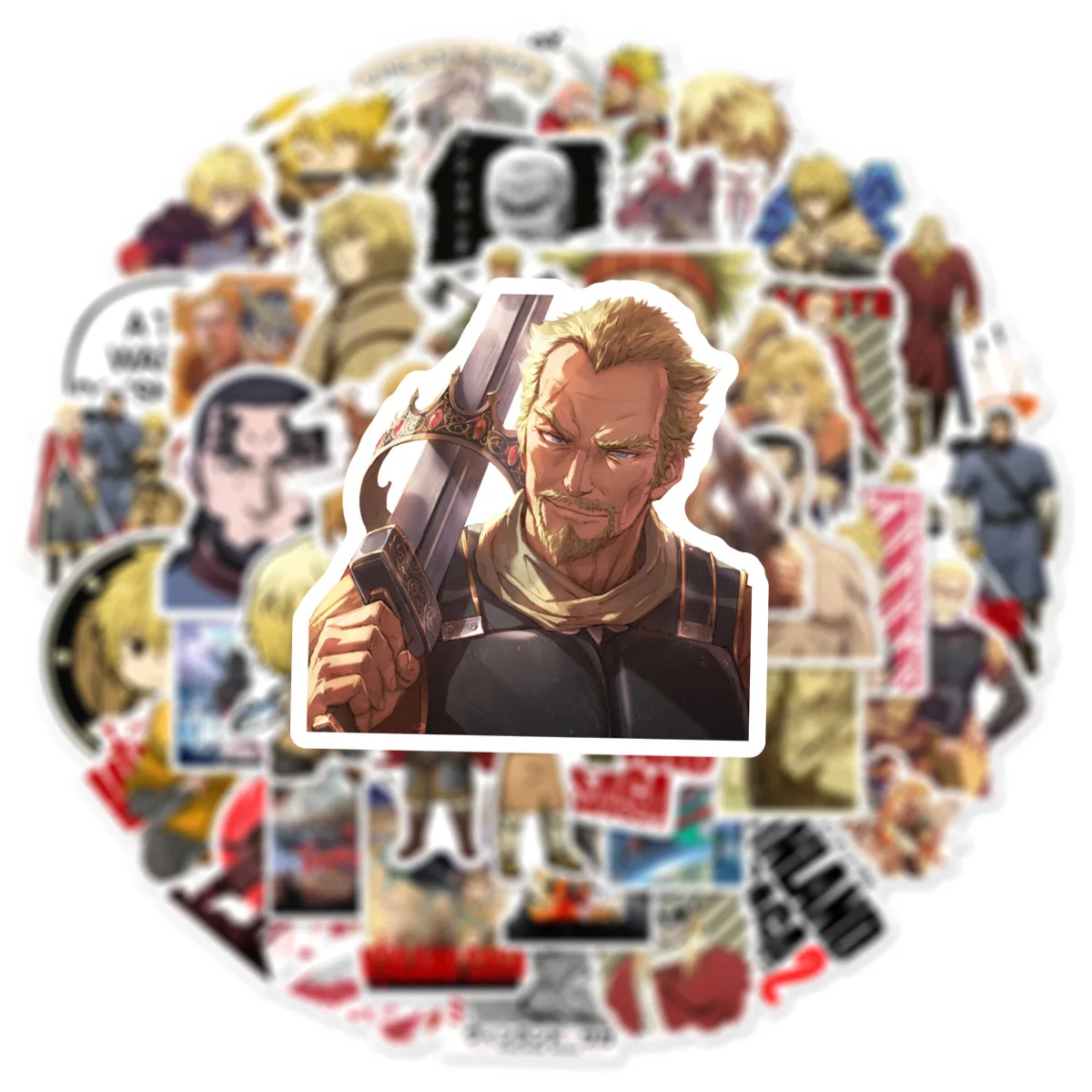 Autocollants de dessin animé Vinland Saga, étiquette Cool, décoration d'animation d'aventure, jouets pour enfants, ordinateur portable, guitare, vélo, Graffiti, 50 pièces