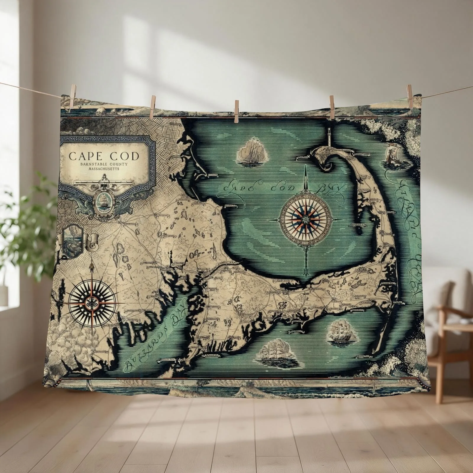 1931 Vintage Map. Cape Cod : Barnstable County Massachusetts Throw Blanket For Decorative Sofa Cute Thin funny gift Blankets