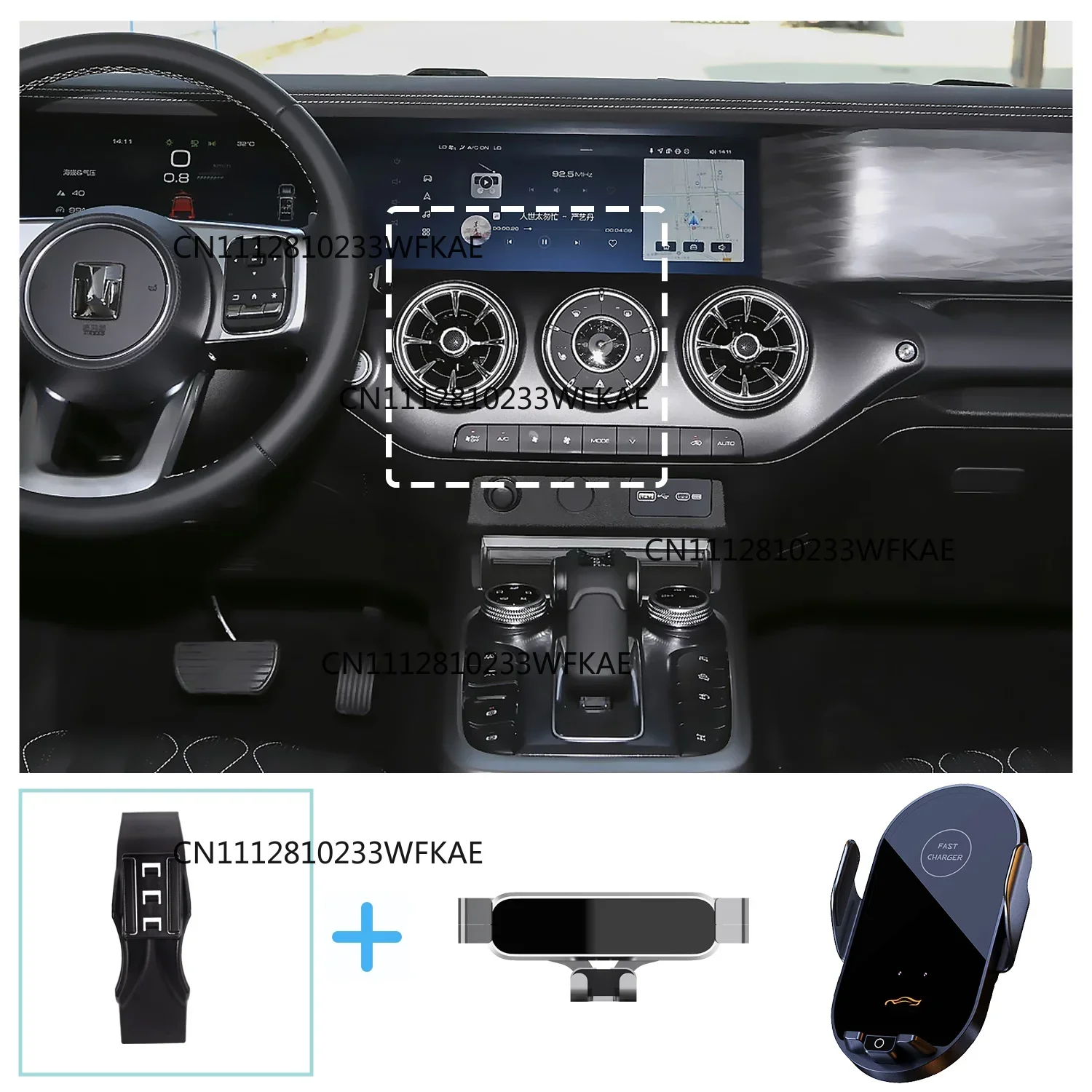 Suporte de Celular para Carro com Carregamento Sem Fio para Tank 300 2022 2023 2024, Base de Suporte por Gravidade, Acessórios Internos para Carro