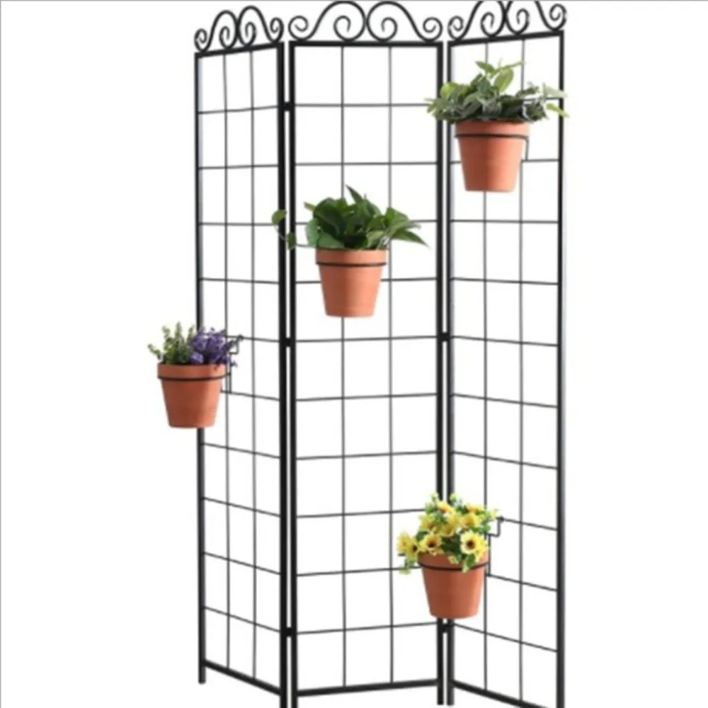 Iron Art Material Railing Flower Pot Hanger Sturdy Structure Space-saving Hanging Basket Holder Easy Installation Flower Holder