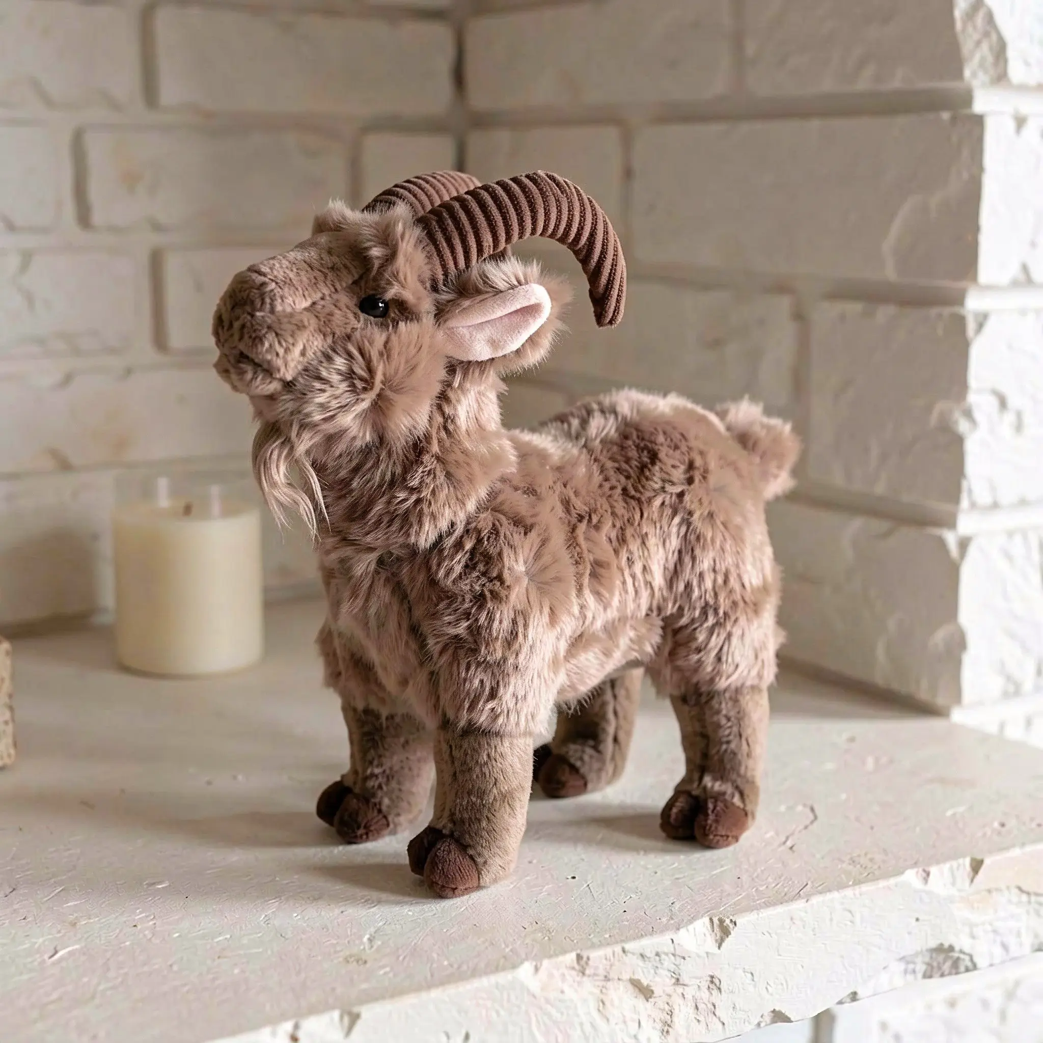 2027 Year of The Goat Mascot Plush Standing Horned Goat Stuffed Animal Doll Year of Sheep Zodiac Ornament for Annual Meeting
