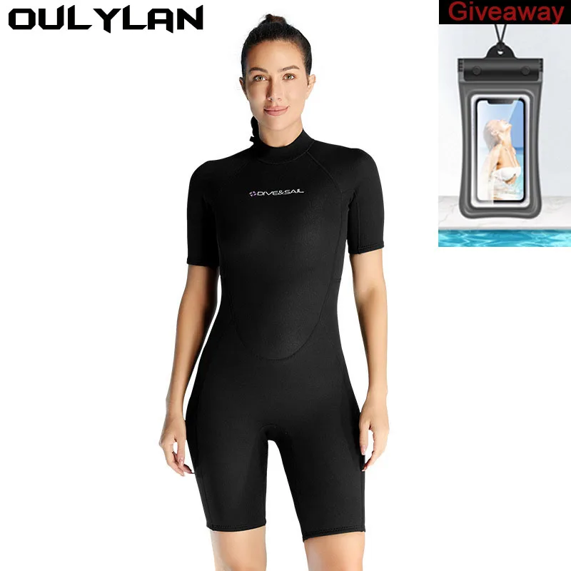 

Oulylan Winter Swimming 1.5mm Men and Women Short Sleeve Shorts One-piece Surfing Suit for Diving Snorkeling Swimming