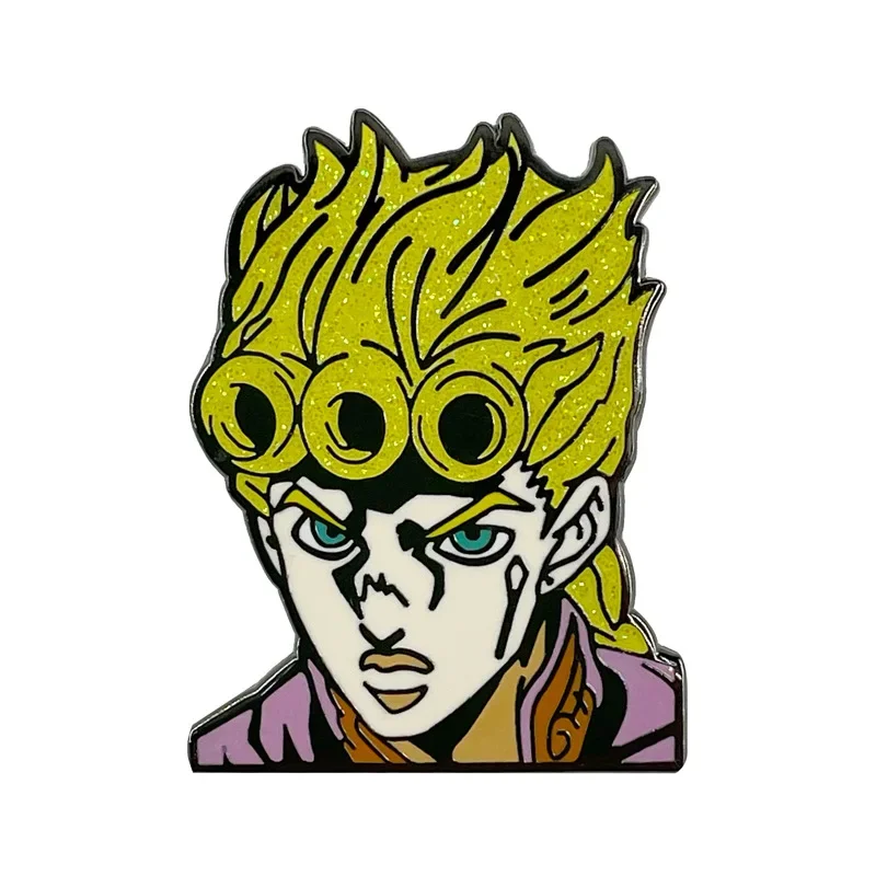 

JoJo's Bizarre Adventure Giorno Giovanna Brooches Cartoon Anime Figures Metal Enamel Brooch Cartoon Pin Backpack Badge Kids Gift