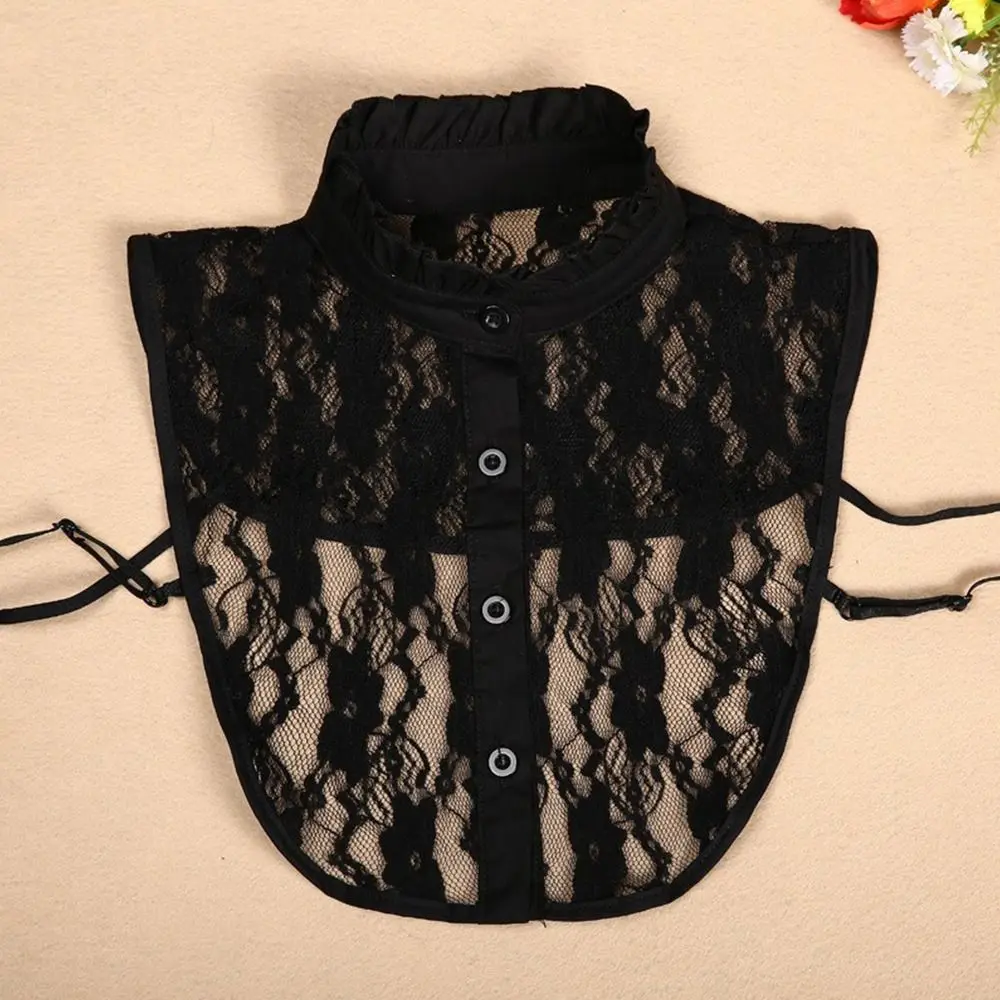 

New Fashion Lace Fake Collar Detachable White Black False Collar Lapel Half Shirt Women Girls