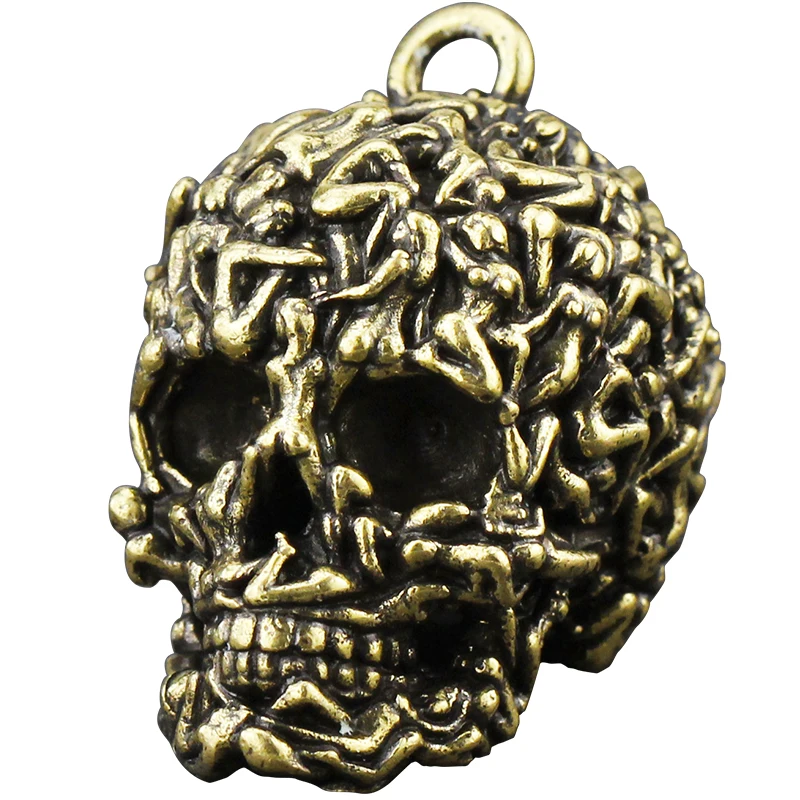 Metal Creative SDemon kull Head Model Pendant for Keychains White Brass Key Chain Hangings Accessories Boys Toys Gifts Figurine