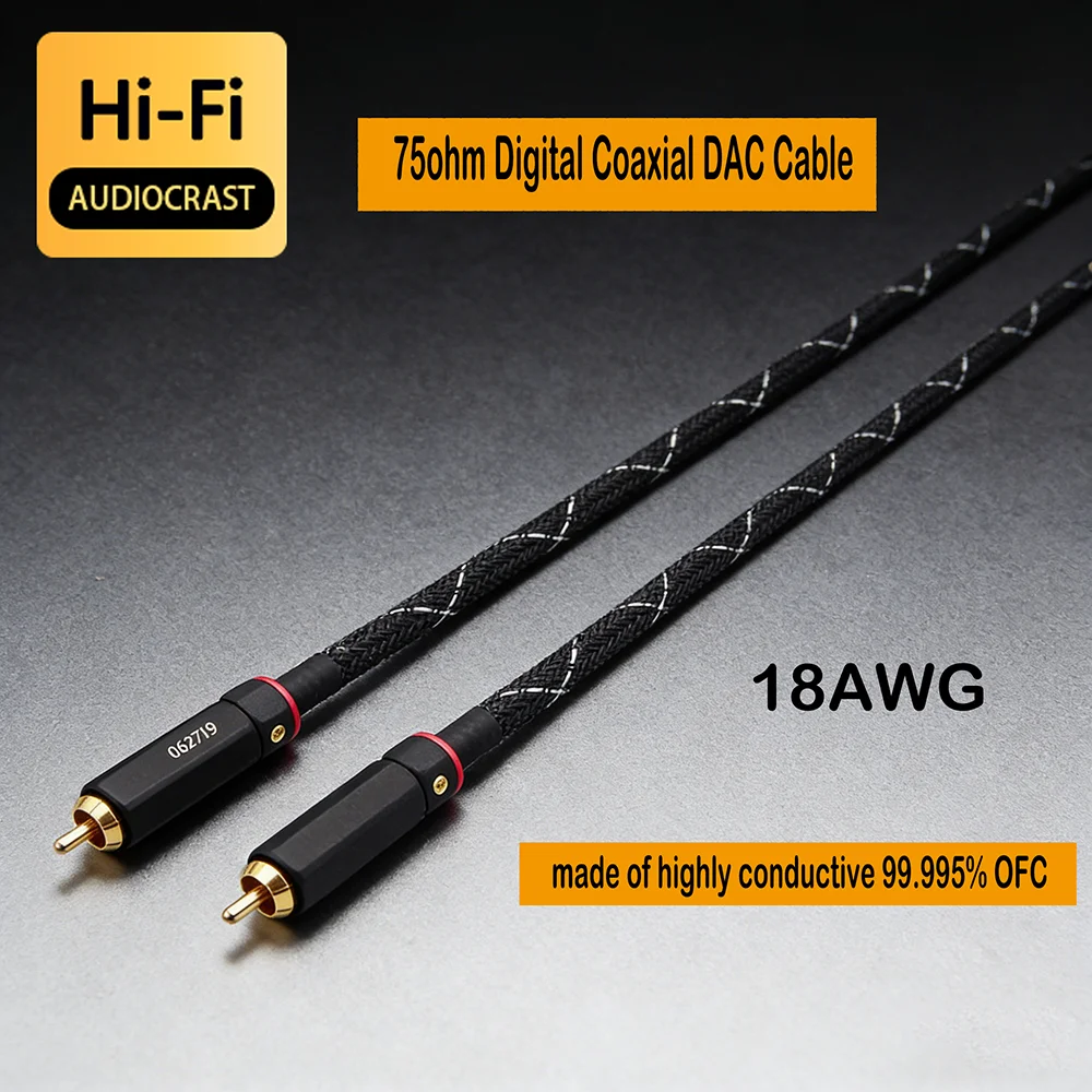 Hifi Audio Video 75ohm Digital Coaxial DAC Cable Press amplifier decoder RCA cable Stereo TV Audio speaker Digital line