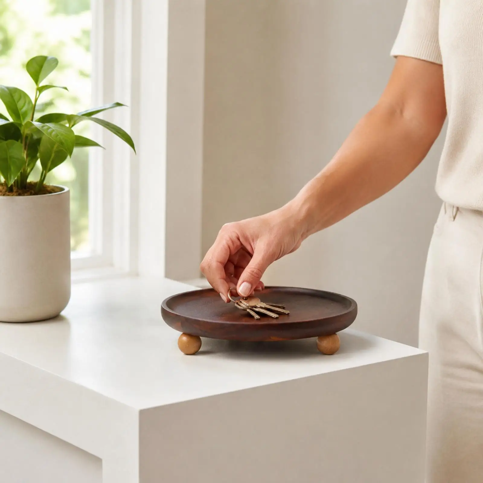 Small Wooden Display Dish for Perfume Bottle Trinket Storage Vanity Countertop Farmhouse Style Home Decor