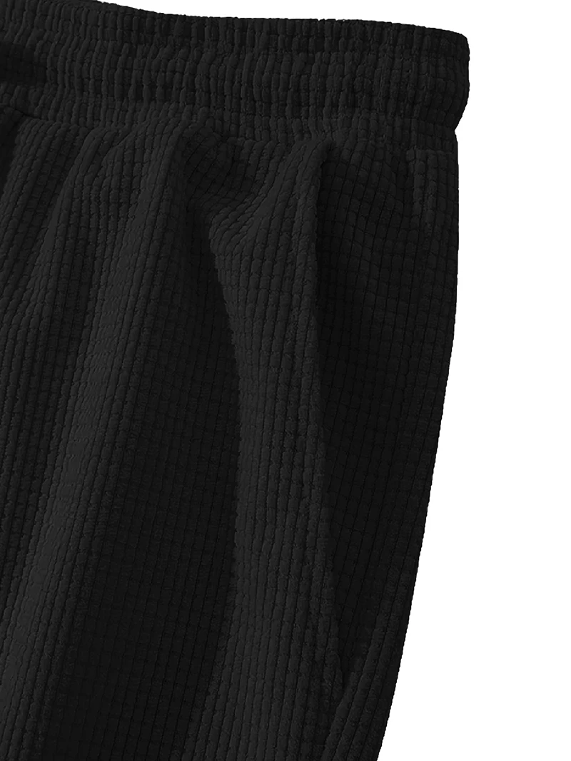 Herren Waffelstrick-Bermudashorts mit elastischem Kordelzug, lockerer Passform, Etikettendekor, für Outdoor, Reisen, Alltag, lässige knielange Shorts – Detail 11