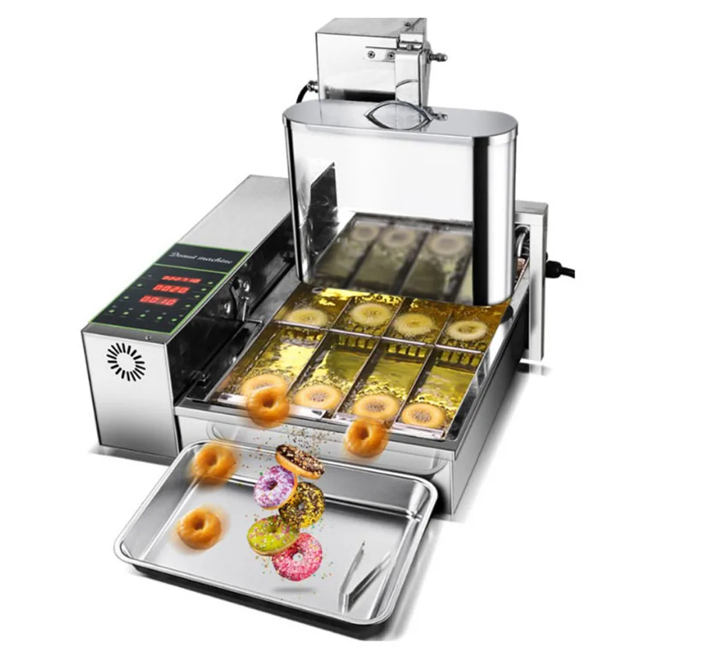 

800-1000Pcs/H Doughnuts 2000W Computer Control Electric Heating 4-Row Automatic Donut Making Machine Auto Doughnut Maker 110V