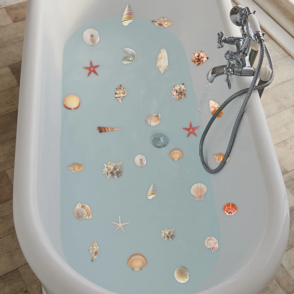

Anti-Slip Bathtub Stickers Waterproof Floor Decals Kids Bathroom Decor Shell Pattern Self-Adhesive Bath Treads Removable