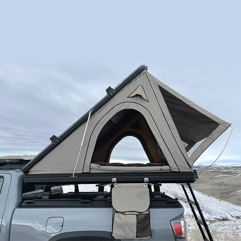 Camping triangular aluminum hard shell roof top tent car tent