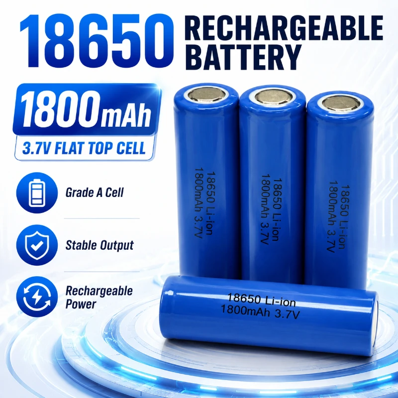 18650 Battery High Quality 1800MAH A Product 3.7V Rechargeable Flat  Head Battery Emergency  Light Long Range  Battery