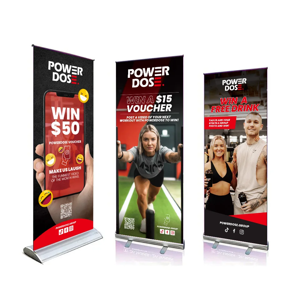 Wholesale Eco Indoor Display Aluminum Alloy Roll up Banners Stand Portable Retractable Roll up Stand Display