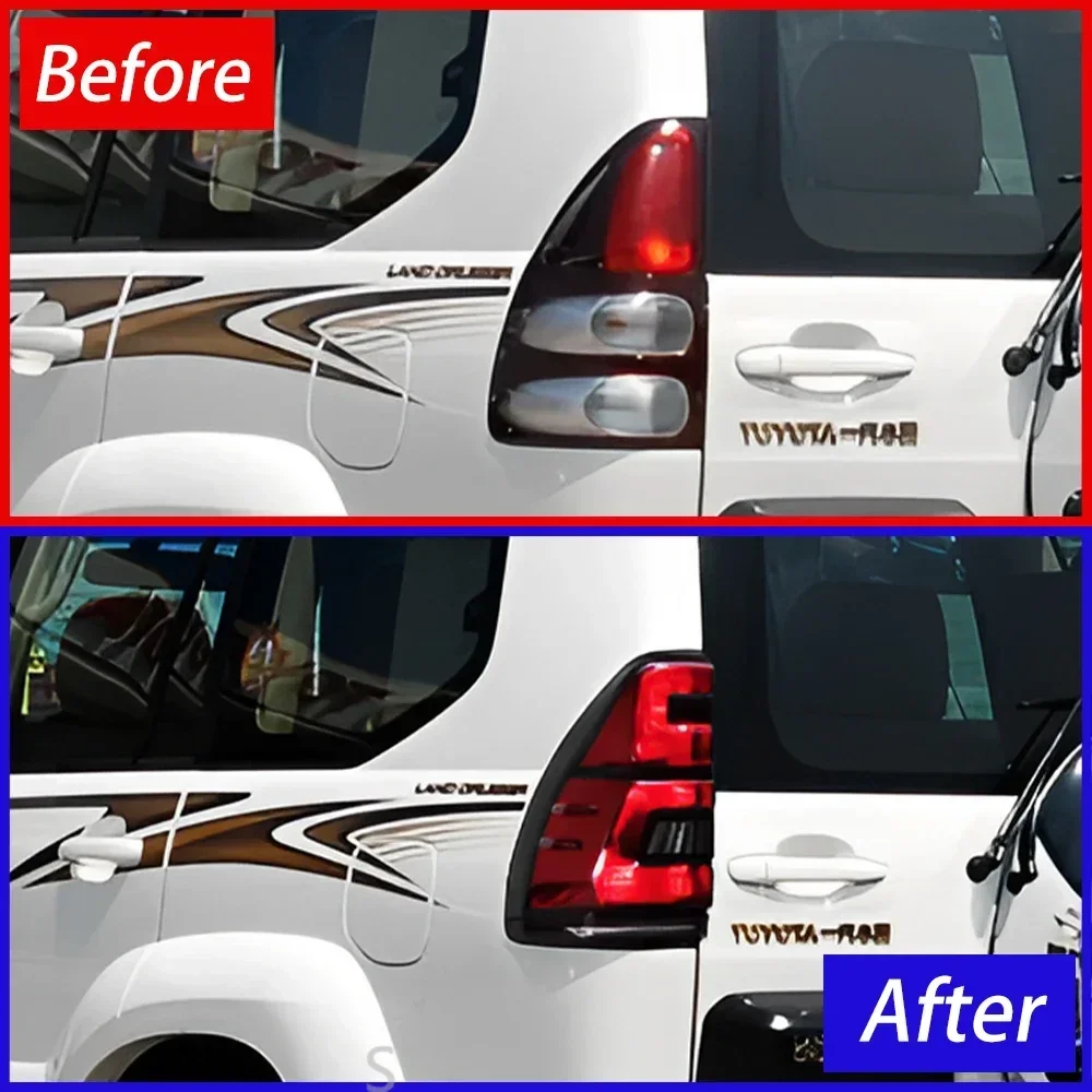 

Для Toyota Prado 2004-2009, автоматические задние фонари в сборе, обновление 2023, Стайлинг, светодиодные динамические поворотные автомобильные задние фонари, аксессуары