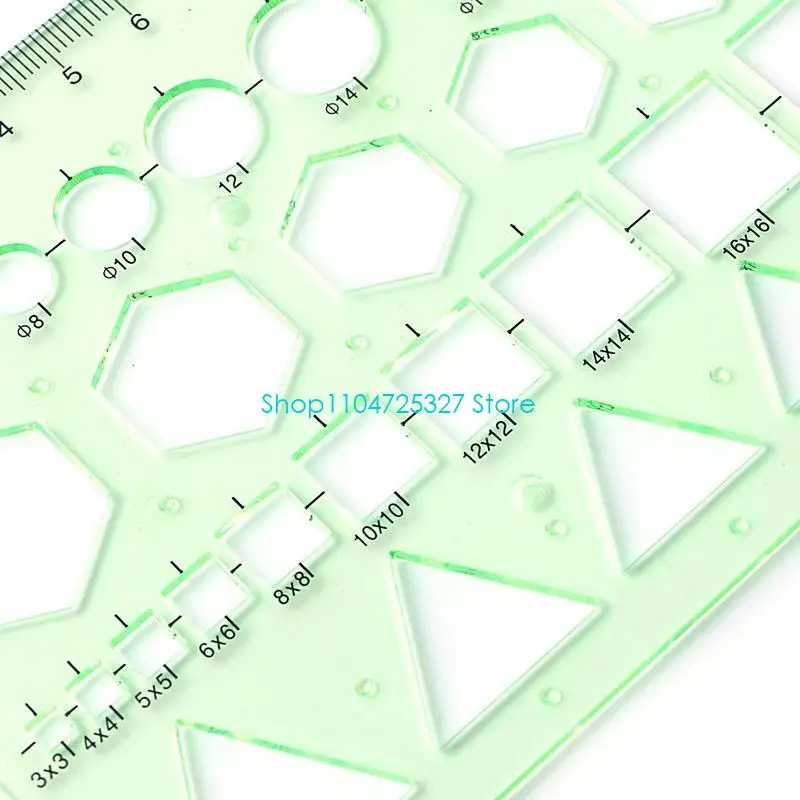 D8KF Plastic Circle Square Hexagon Geometric Template Ruler Stencil Measure Tool NEW