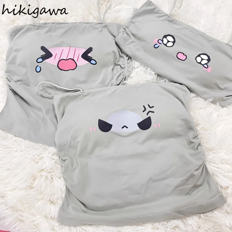 المحاصيل الأعلى ملابس عصرية الكورية اليابانية الدبابات البيضاء لطيف كاميس أنيمي سليم صالح الصيف Y2k القمم 2025 Ropa Mujer سترة مثيرة 7p313 #4