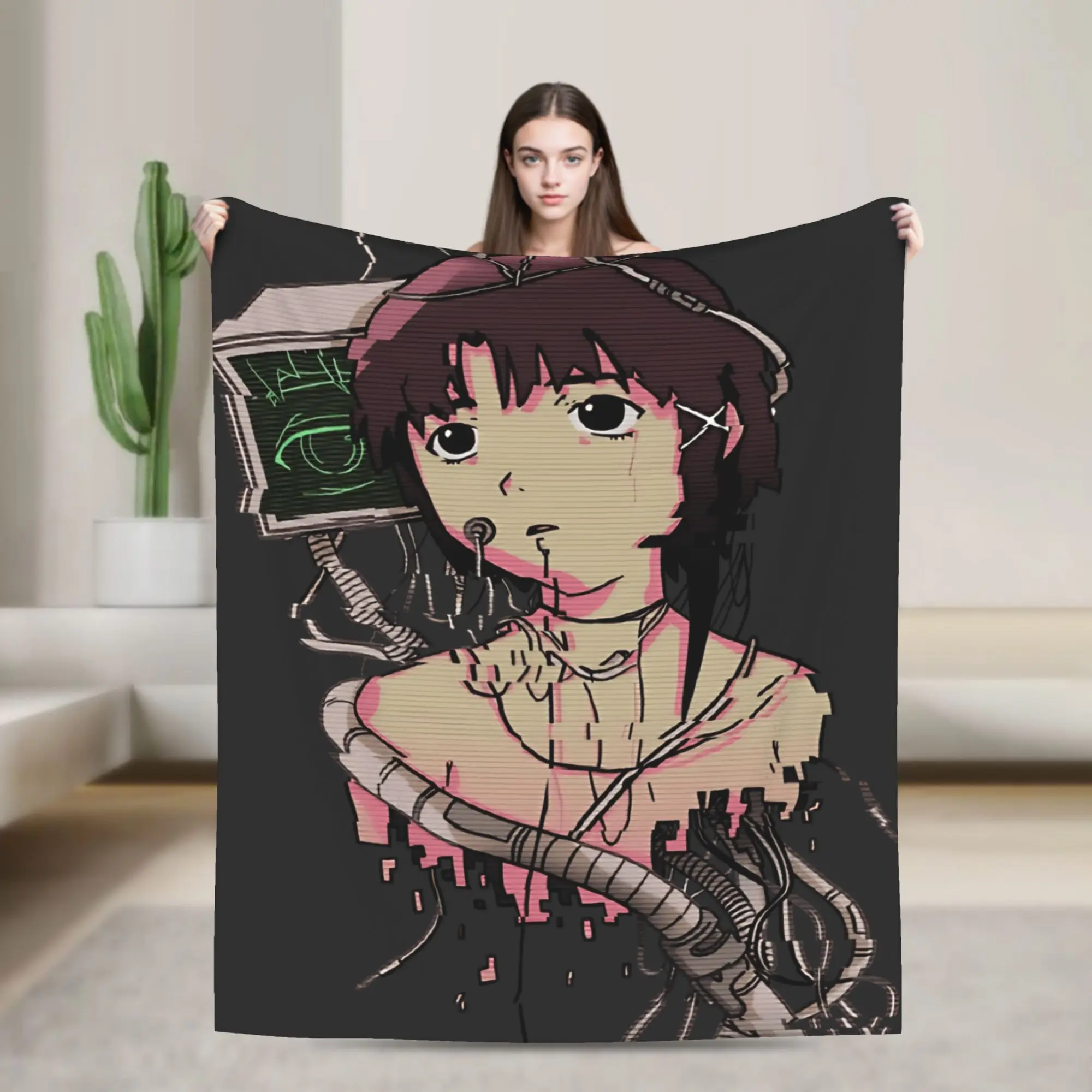 Anime Serial Experiments Lain Warm Blanket  Children Plush Throw Blanket Print Couch Bed Flannel Bedspread Sofa Bed Cover