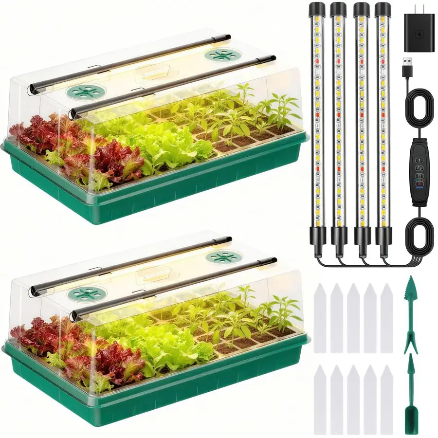 

Starter Tray, Seed Starter Kit with Grow Lights, Color Change Grow Lights for Seed Starting Kit, 3 Timming Set, Indoor Plant Gro