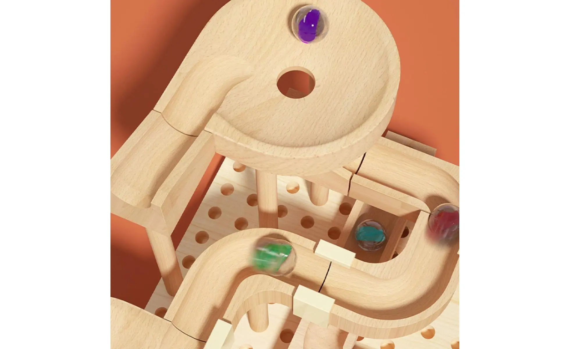 Marble Course Building Set Develops Cognitive Skills Wooden Marble Track Wooden Sphere Course Toy for Children Marble Course Building Set Develops Cognitive Skills Wooden Marble Track Wooden Sphere Course Toy for Children