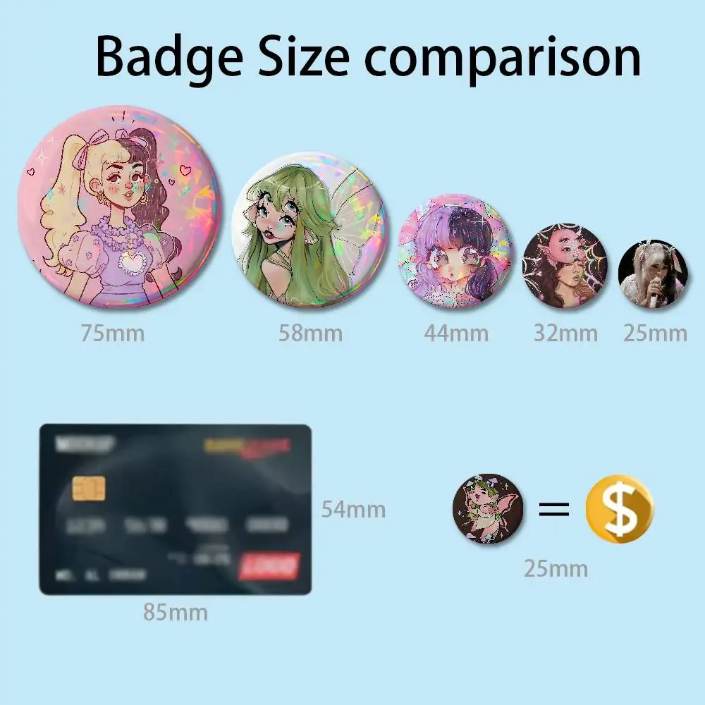 M-Melanie Singer M-Martinez Badges 25 32 44 58 75 mm Round Cosplay Pin Bag Decor Fans Collect Friends Gifts Brooch Souvenir