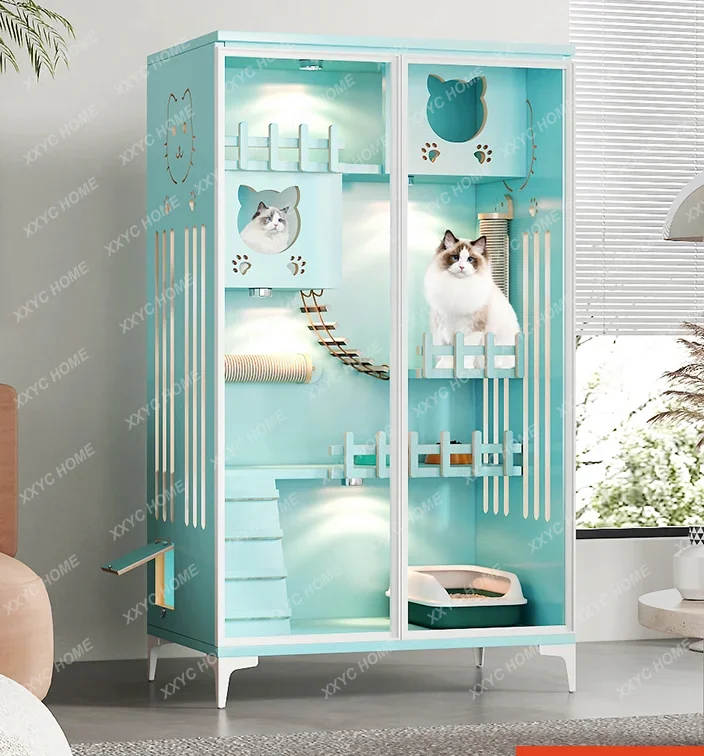 

Cat Villa Solid Wood Castle Super Large Free Space Indoor House Home Cabinet Cage