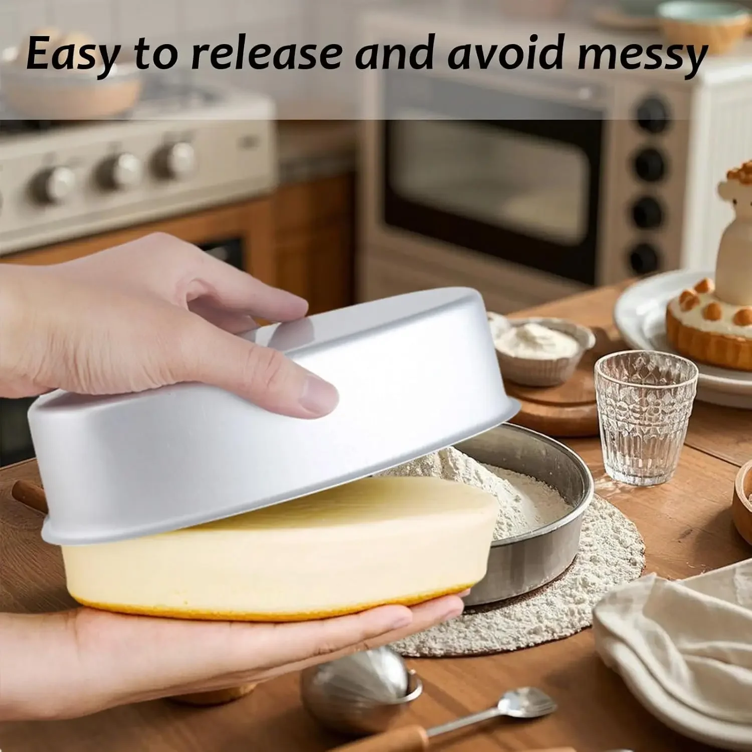 4PCS Oval Cheesecake Pan Non-stick Breads Loaf Bread Aluminum Oven Baking Cake Pan for Cheesecake Tiramisu Fruitcake Baking Pot
