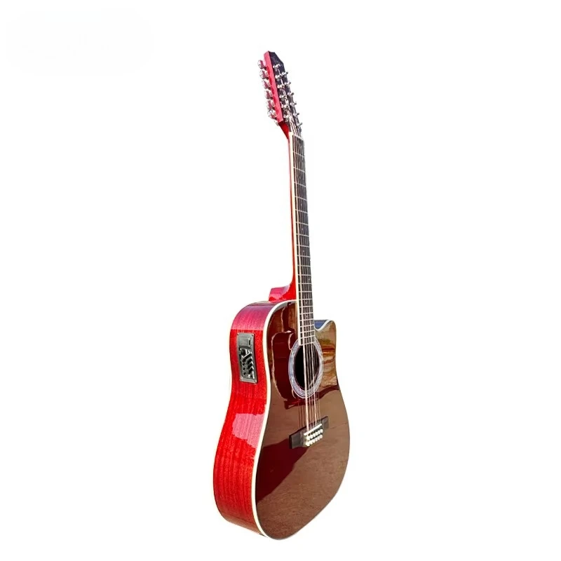 Cutaway 12 String Acoustic Guitar 41 Inch Spruce Top Mahogany Body Gloss Finish Customizable For Practice And Live Performance