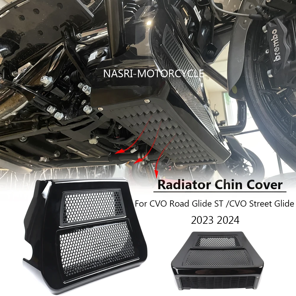 

Motorcycle Radiator Chin Cover Fairing Front Spoilers Black For Harley CVO Road Glide ST CVO Street Glide FLTRX FLHX 2024 2023