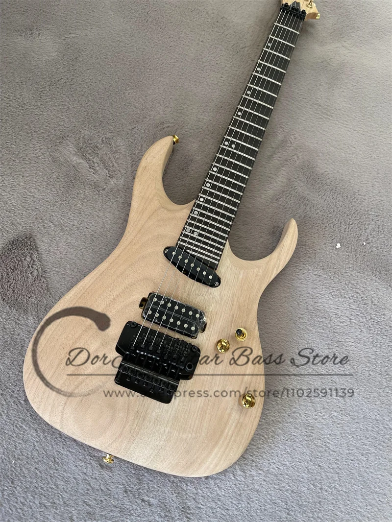 7 strings electric guitar ash wood body unpainted rosewood Frets 27 Frets tremolo bridge SH pickup supports customization