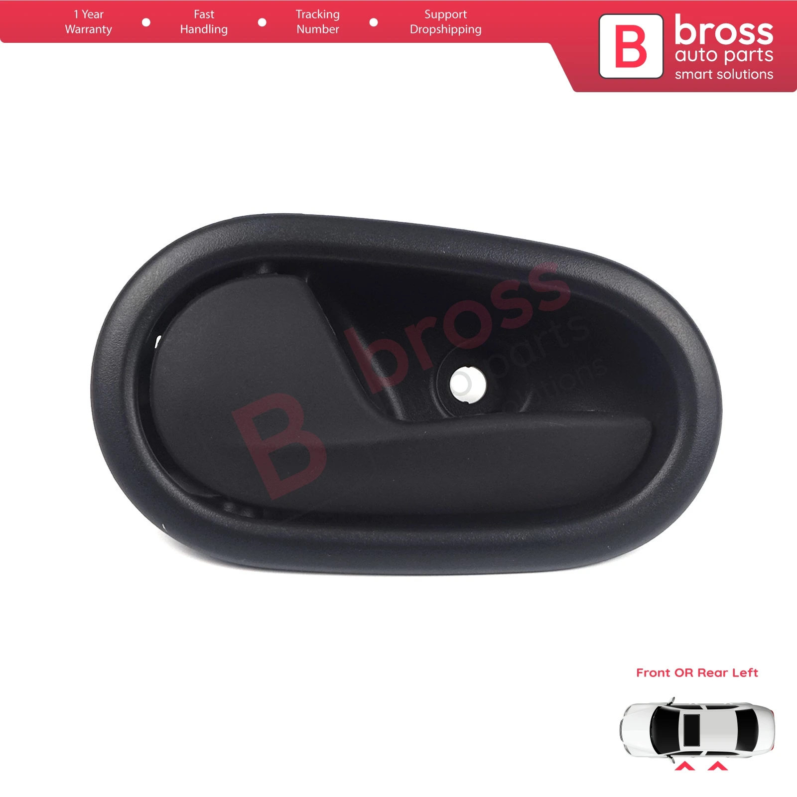 Bross Auto Parts BDP797 Interior Door Handle BLACK 806717698R Front or Rear Left Doors for Renault Symbol 3 Dacia Sandero 2