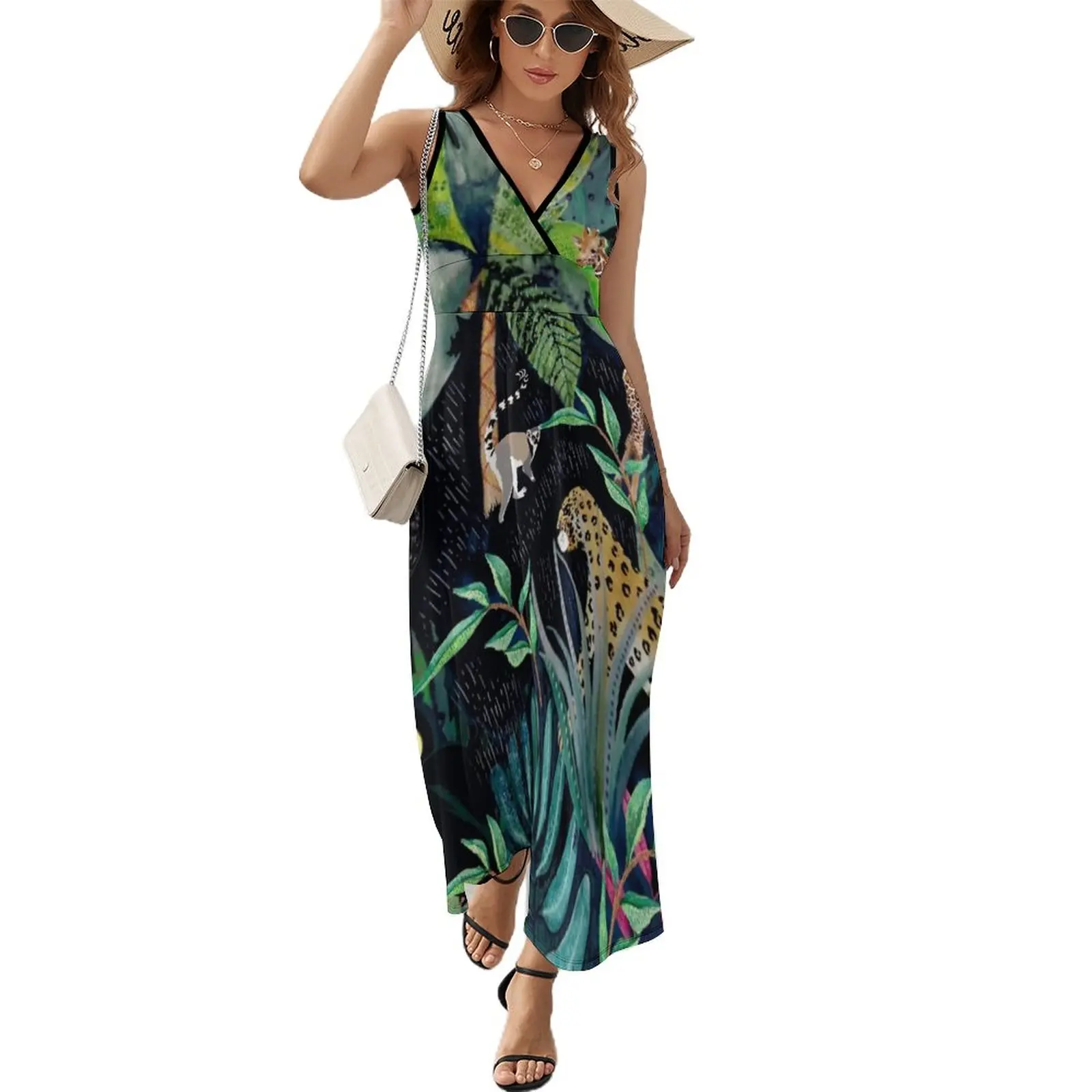 

Jungle Theme Pattern Sleeveless Dress dress party night chic and elegant woman dress