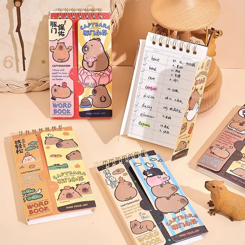 Creative Capybara Bobina Notebook, Bonito Nota Portátil, Livro da Palavra, Planejador Diário, Papelaria Presente, Material Escolar, 8Pcs por lote