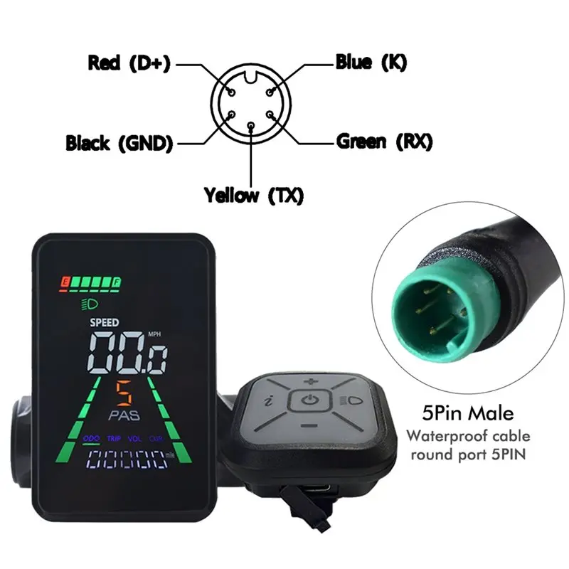 N36R-L5 Mountain E-Bike LCD Display Meter Functionality 24V/36V 48V/60V UART Type-C Electric Scooter LCD Meter Speedometer 5
