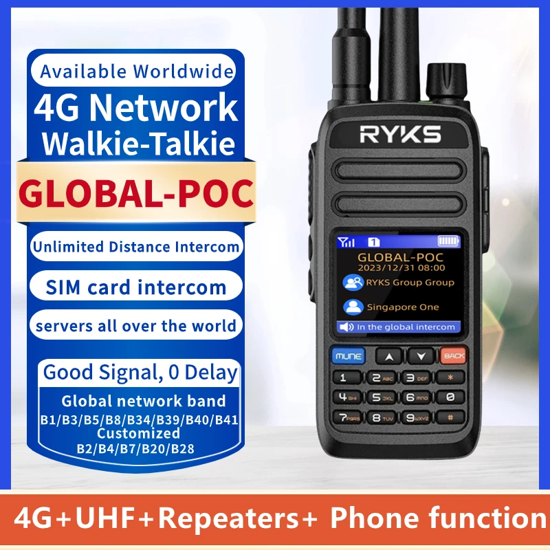 Global-Intercom 4G Poc And Uhf Internet Two-Way Radio Sim Card Walkie Talkie Long Range 5000Km Pair (No Fee) Intercom Platform