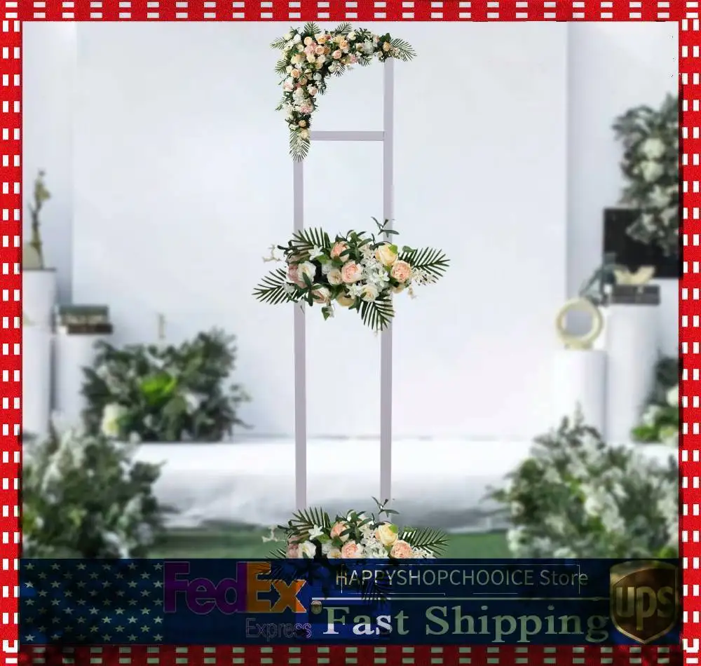 

Wedding Arch Rack Iron Balloon Frame Metal Wrought Flower Stand Rack Party White