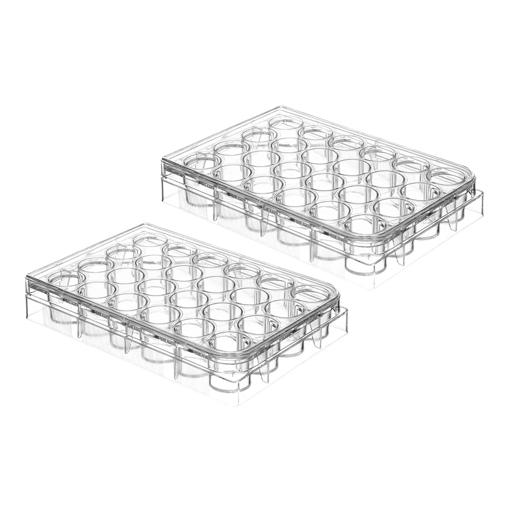 2 Pcs Microplate Laboratory Culture Tray for Cell Flat Tissue Equipment Polystyrene with Lid