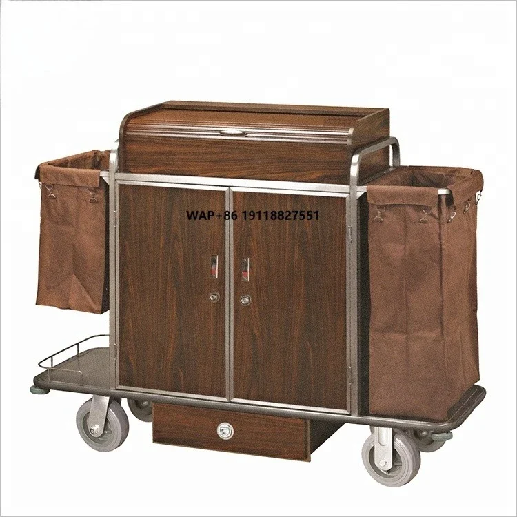 Hotel Room Metal Housekeeping Cleaning Trolley Housekeeping Maid Cart Service Cart