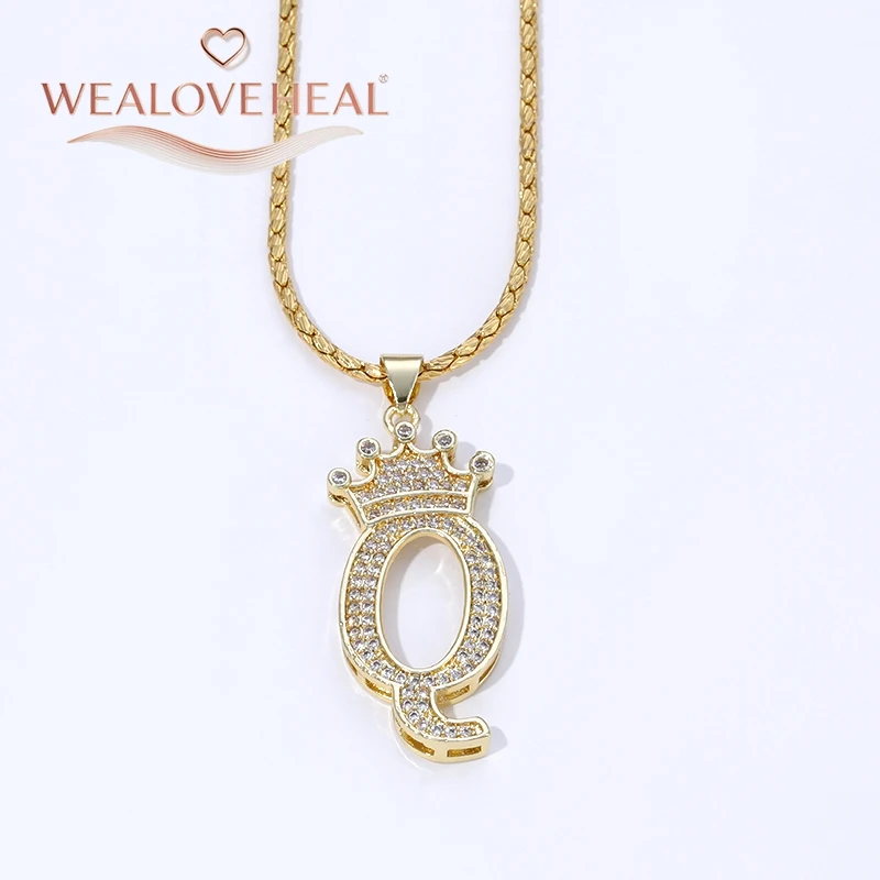 18K Vergoldete A-Z Kronen-Initial-Halskette, Iced Out CZ 26 Buchstaben-Anhänger-Kette, Personalisierter Hip-Hop-Schmuck Geschenk für Ihn und Sie – Detail 35