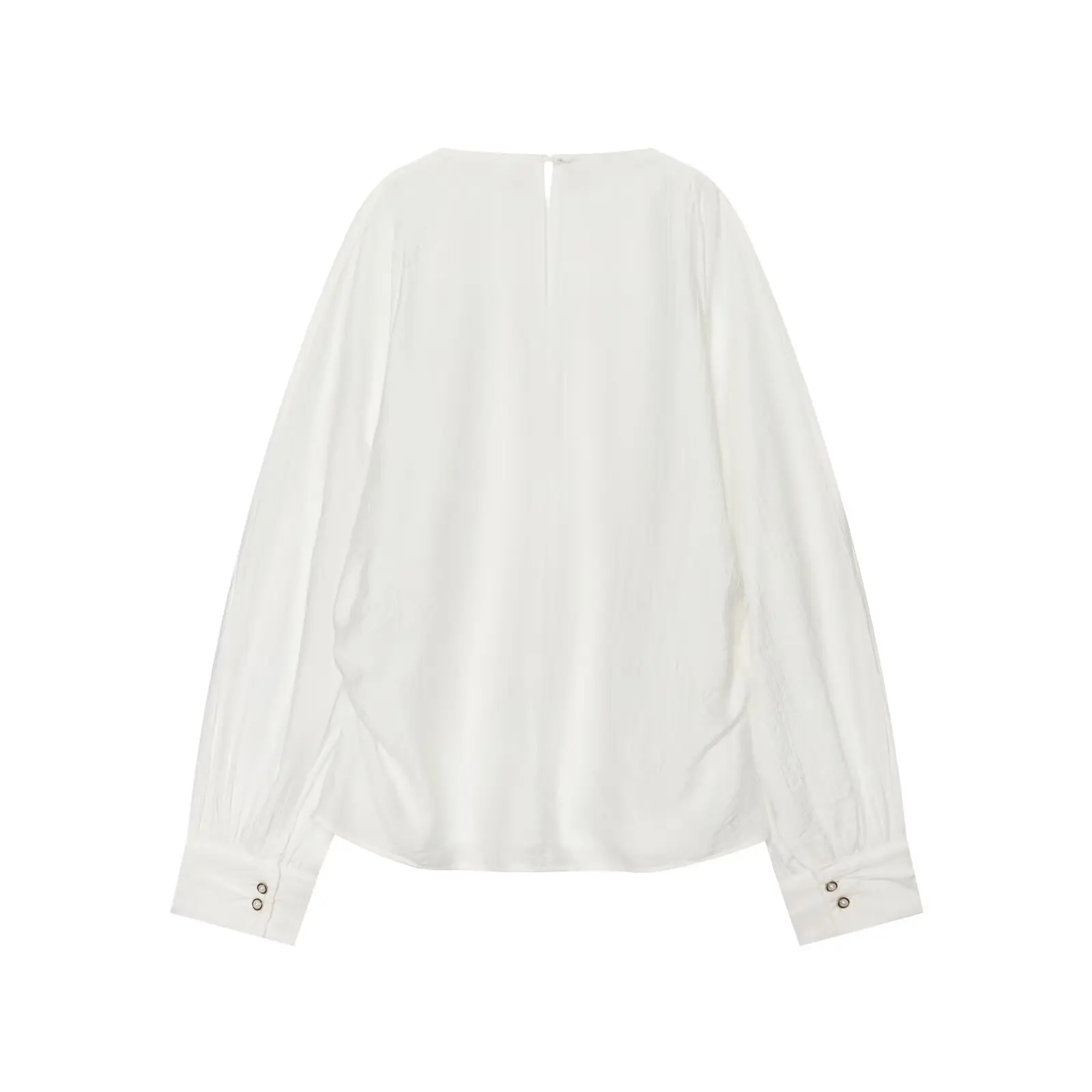 Women's Slim‑fit Casual Shirt Shirt  Round Neck Slit Sleeve Side Gathers Blouses Fashion Casual Female Simple Commute Tops