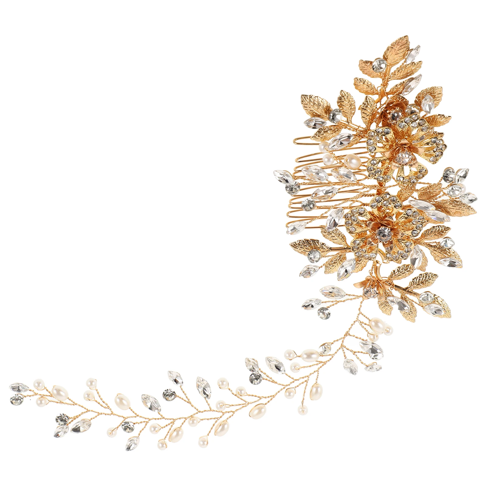 

Pearl Comb Rhinestone Hair Clip Bridal Combs Wedding Decorative Women Gold Clips