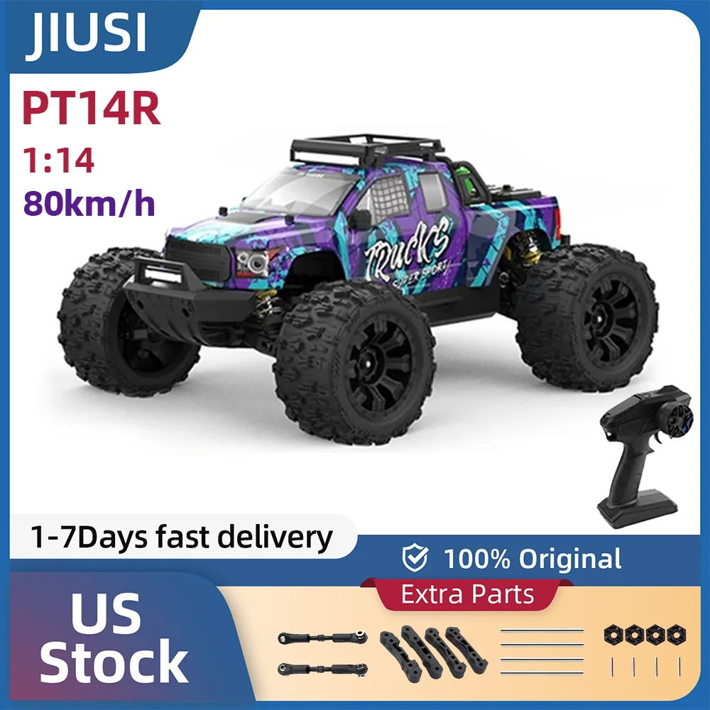 

JIUSI PT14R 1/14 Бесщеточный радиоуправляемый автомобиль 4WD с дистанционным управлением Monster Truck 3S Батарея 80 км/ч Высокоскоростной внедорожный радиоуправляемый автомобиль для Aduit/Дет