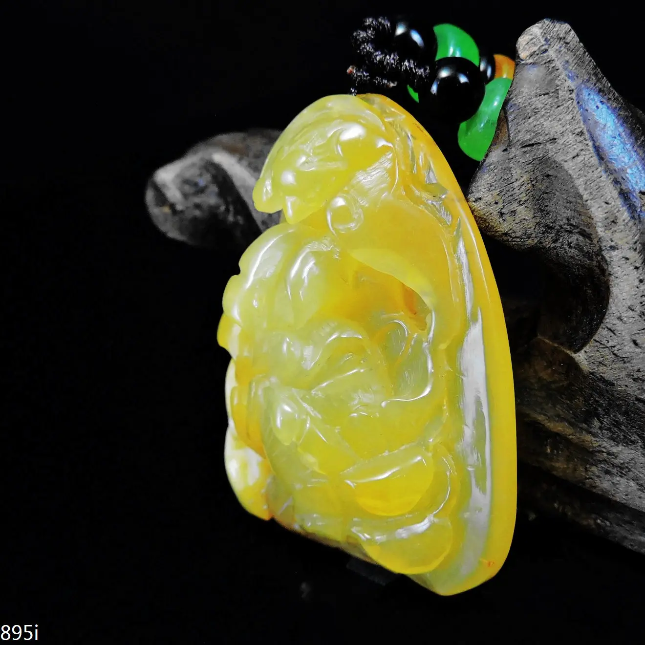 Jade Jewelry Natural Jade Pendant Necklace Hand-Carved lucky peony flower Jadeite Necklace Pendant Gift No Treatment 895i