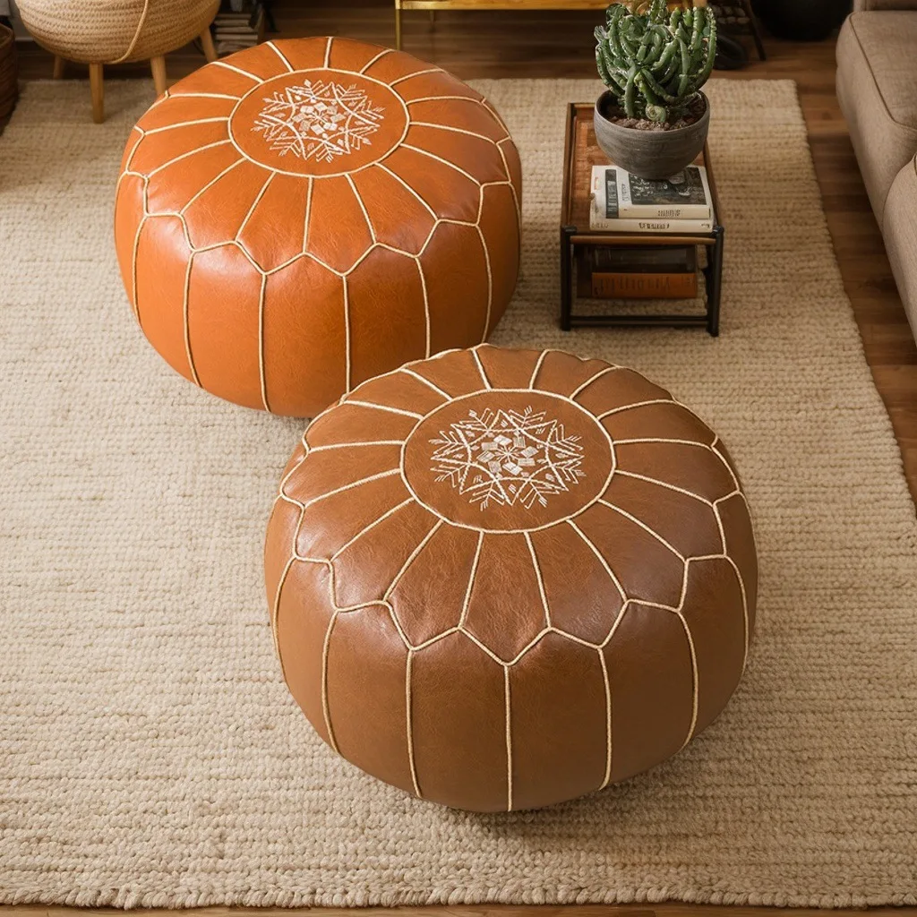 

Circular seat cushion, household leather stool,footstool,shoe changing stool,advanced embroidery craftsmanship,lazy seat cushion