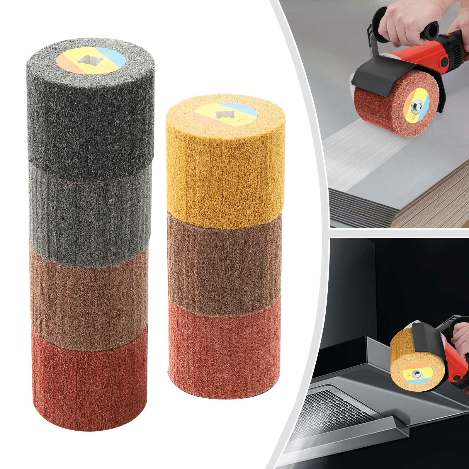 

120x100 мм нетканый нейлоновый абразивный лепестковый полировальный круг, 7 шт. полировальный барабанный круг, шлифовальный инструмент для нержавеющей стали