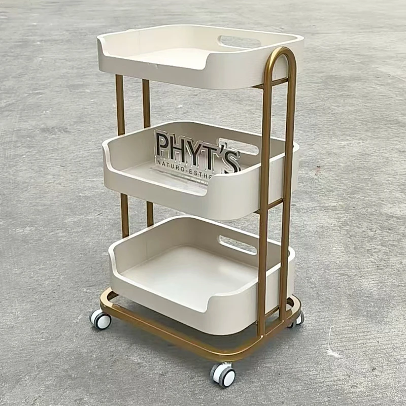 Simple Portable Salon Trolley Glamour Rotating Storage Beauty Trolley Cart Luxury Modern Carritos Organizadores Salon Furniture