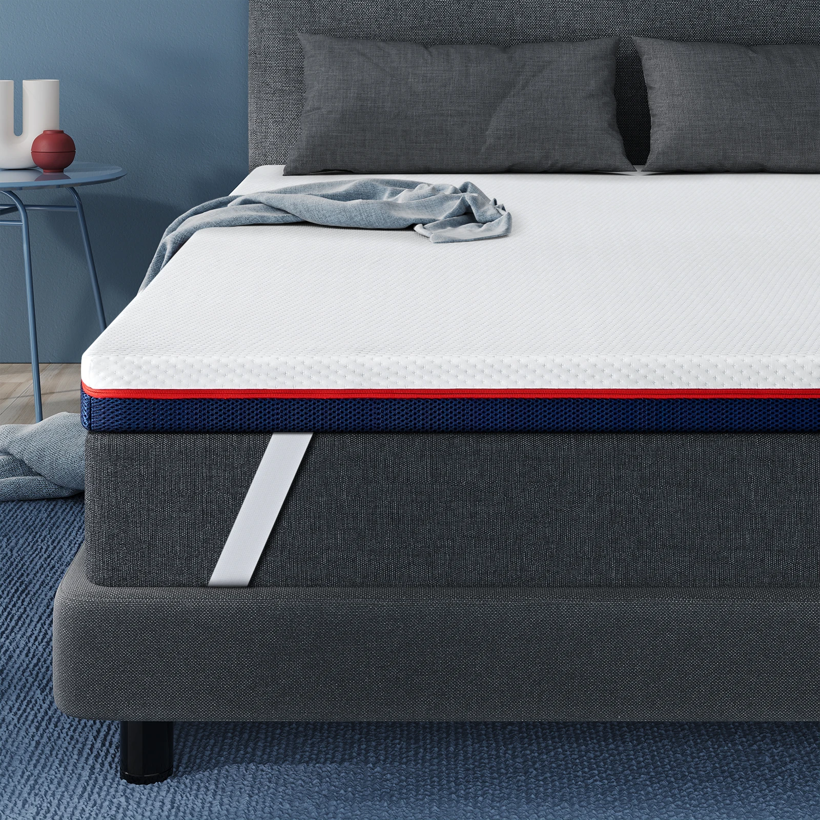 Surmatelas Mémoire de Forme INRE, Mousse Viscoélastique Haute Densité, Épaisseur 8 cm, Topper Matelas Confortable et Respirant, Housse Hypoallergéniqu
