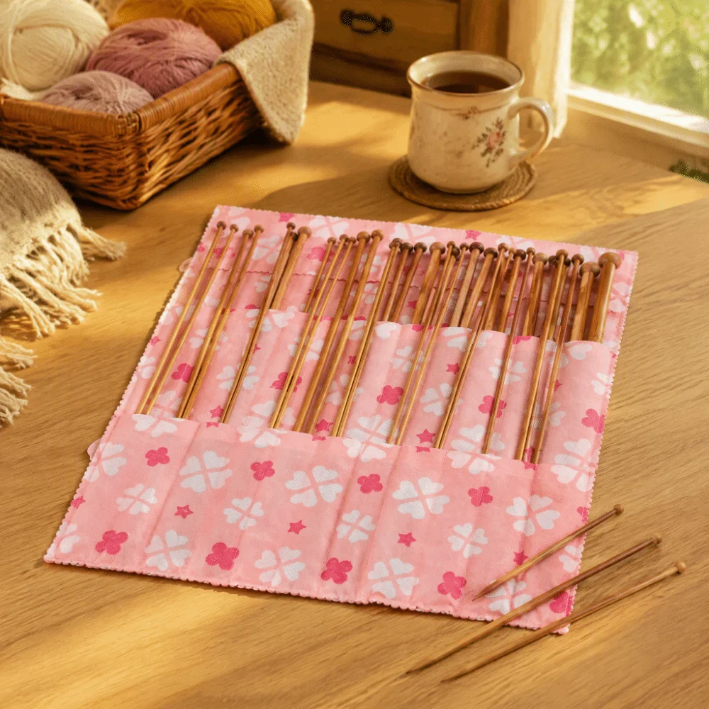 36pcs 0.2-1cm Sizes Knitting Needles Set Single Point Design Carbonized Finish Carbonized Needles Wood Needle Set For Knitting